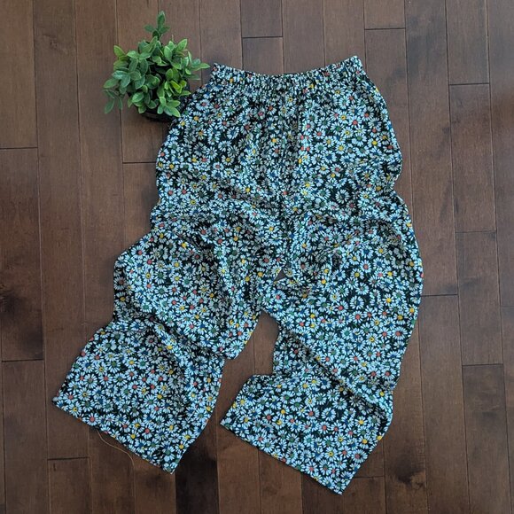 ESPRIT DITSY FLORAL PRINT VINTAGE SHEER FLOWY PANTS - Picture 1 of 3